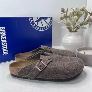 Birkenstock Boston Wool Brass Buckle Mule Cocoa Men 10/EU43 Regular Width
